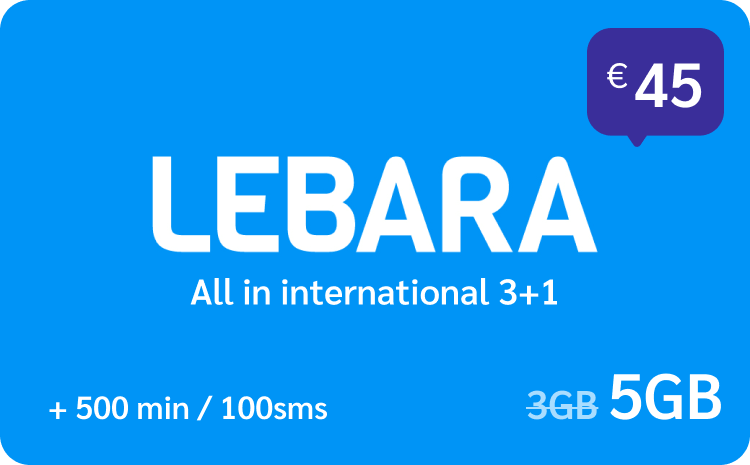 Lebara All in INT €15 (3 + 1 gratis)