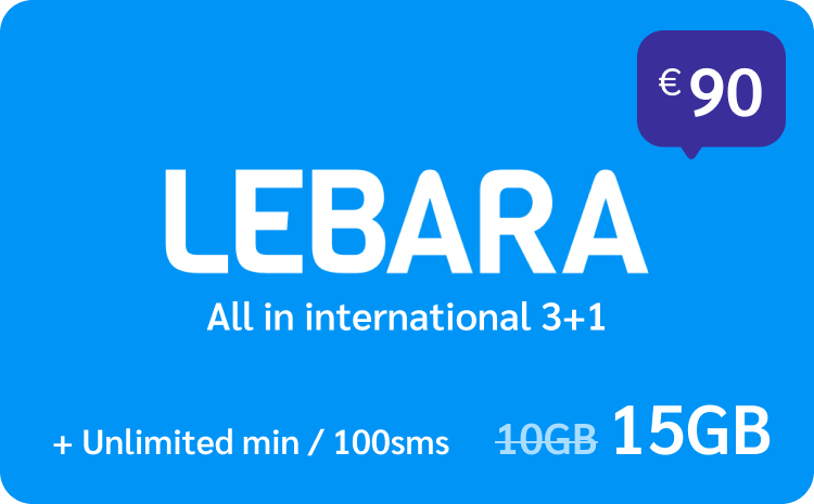 Lebara All in INT €30 (3 + 1 gratis)