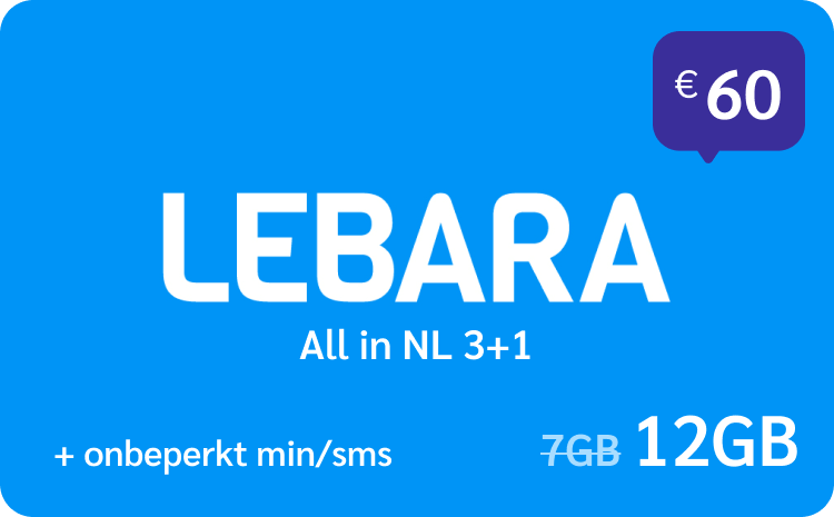 Lebara All in NL €20 (3 + 1 gratis)